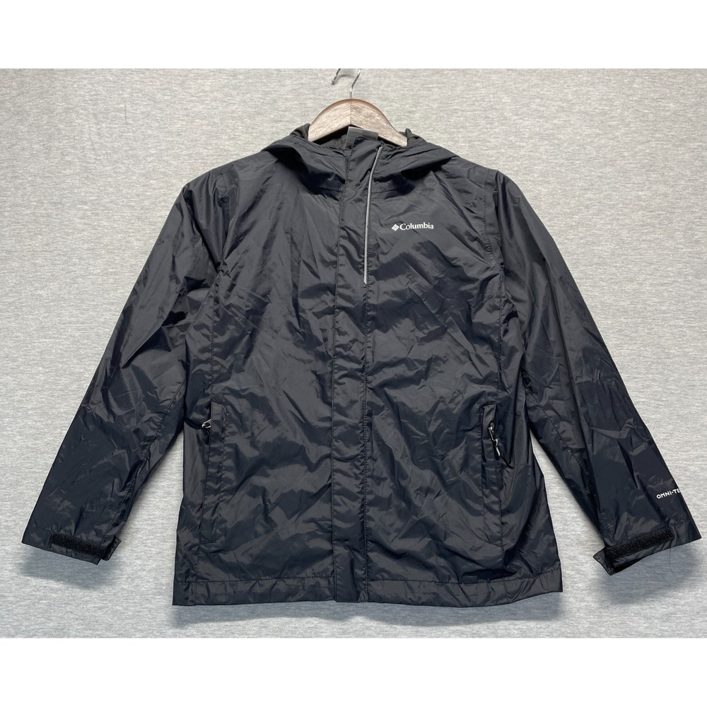 Columbia Sportswear Timber Pointe Omni-Tech Rain Jacket Boys Medium 10/12 Black